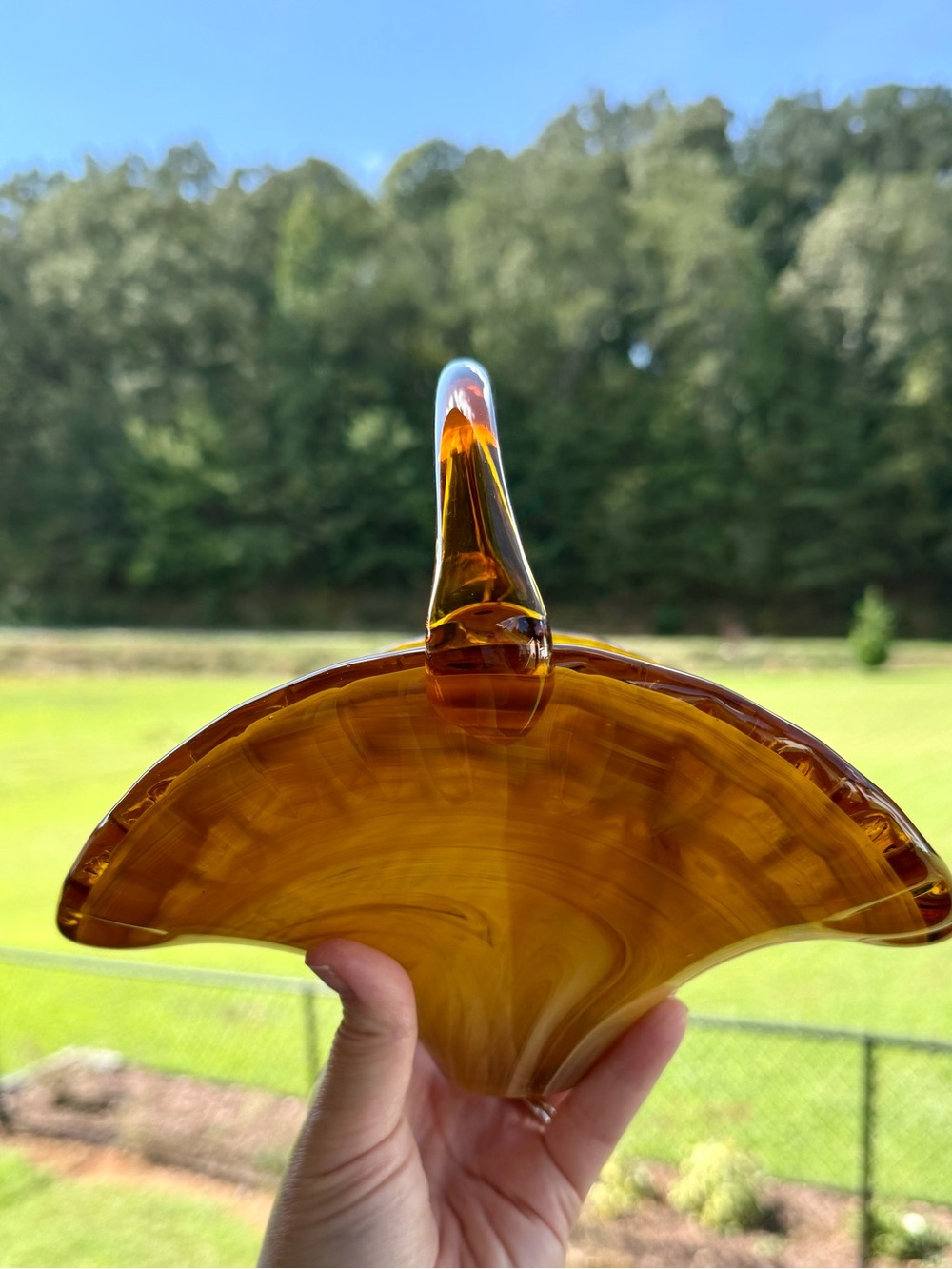 Amber Italian Glass Fan-Shaped Decorative Accent - Versatile Home Accent